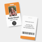 Logo-Bar-Code für das Foto eines Mitarbeiters Oran Ausweis (Vorder- & Rückseite)
