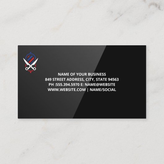 Logo "Barber Pole and Schere" | QR-Code Visitenkarte (Rückseite)