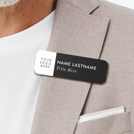 Logo Basic Black Business Title Button Magnetic