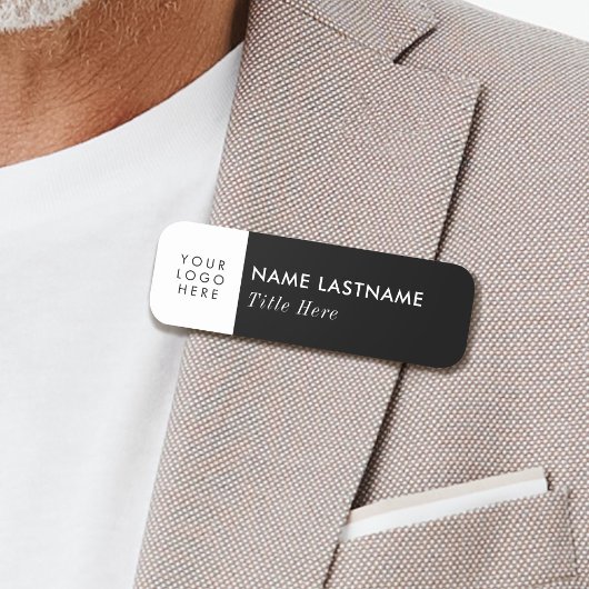 Logo Basic Black Business Title Button Magnetic