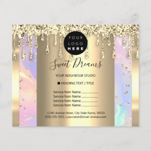 Logo Beauty Make-up Nägel Preisliste Gold Holograf Flyer