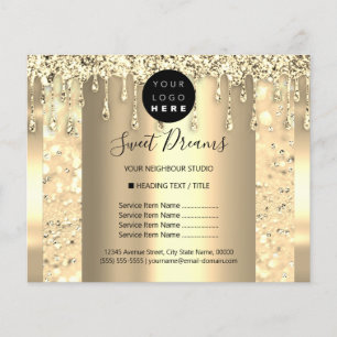 Logo Beauty Make-up Nägel Preisliste Gold Lux Flyer