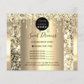 Logo Beauty Makeuty Nägel Preisliste Gold Glitzer Flyer (Vorne)