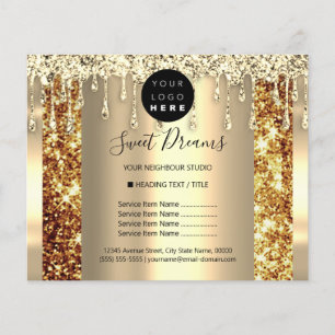 Logo Beauty Makeuty Nägel Preisliste Gold Spark Flyer