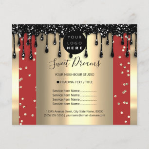 Logo Beauty Makeuty Nails Preisliste Rot Schwarz Flyer