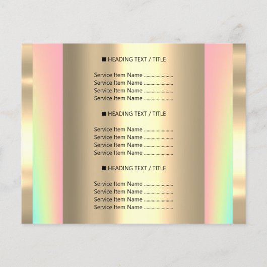 Logo Beauty Salon Sweet Holograph Price List Flyer (Hinten)