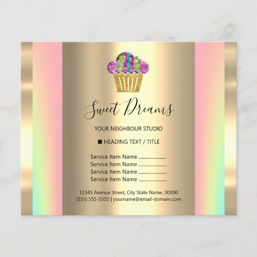 Logo Beauty Salon Sweet Holograph Price List Flyer (Vorne)