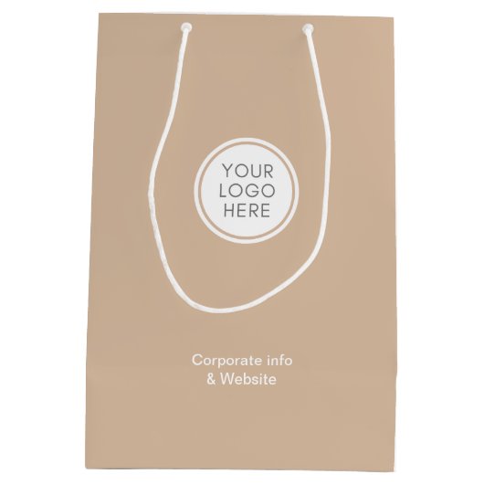 Logo | Beige Company Minimalistisch Mittlere Geschenktüte (Rückseite)