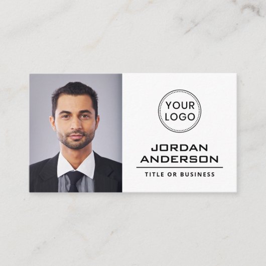 Logo-benutzerdefiniertes Foto beruflich weiß hinzu Visitenkarte (Vorderseite)