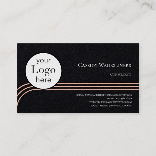 Logo-Berater Orange Black Business Card Visitenkarte (Vorderseite)
