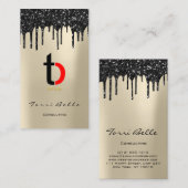 Logo Beruflich Black Tropfen Glitzer Consulting Visitenkarte (Vorne/Hinten)