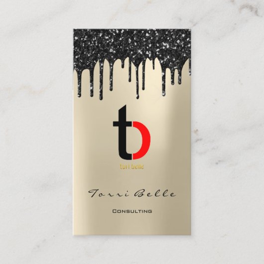 Logo Beruflich Black Tropfen Glitzer Consulting Visitenkarte (Vorderseite)