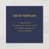 Logo "beruflich Lawry Justice" Navy and Gold Quadratische Visitenkarte (Rückseite)