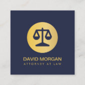Logo "beruflich Lawry Justice" Navy and Gold Quadratische Visitenkarte (Vorderseite)