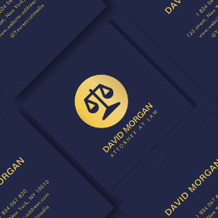 Logo "beruflich Lawry Justice" Navy and Gold Quadratische Visitenkarte