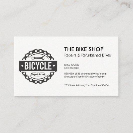 Logo "Bicycle Shop and Service" Terminkarte (Vorderseite)