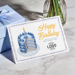 Logo Big Blue Grey Vintage-Torte Geschäfts-Geburts Karte