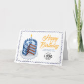 Logo Big Blue Vintage Cake Business Birthday Karte (Vorderseite)