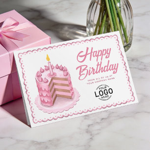 Logo Big Vintage Rosa Torte Geschäft Geburtstag Karte