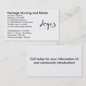 Logo-Bild, Erbkrankenpflege und Rehabilitation, Visitenkarte (Vorne/Hinten)