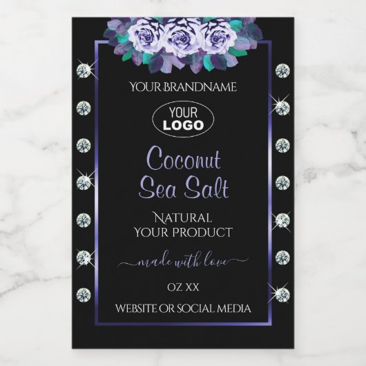 Logo "Black Blue Product Packaging Labels Diamonds Lebensmitteletikett (Einzelnes Label)