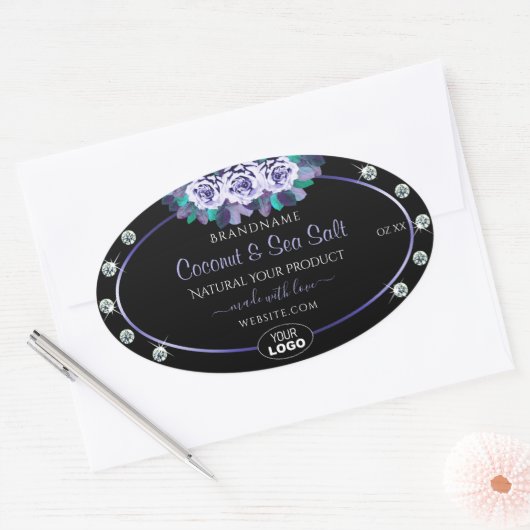 Logo "Black Blue Product Packaging Labels Diamonds Ovaler Aufkleber (Umschlag)
