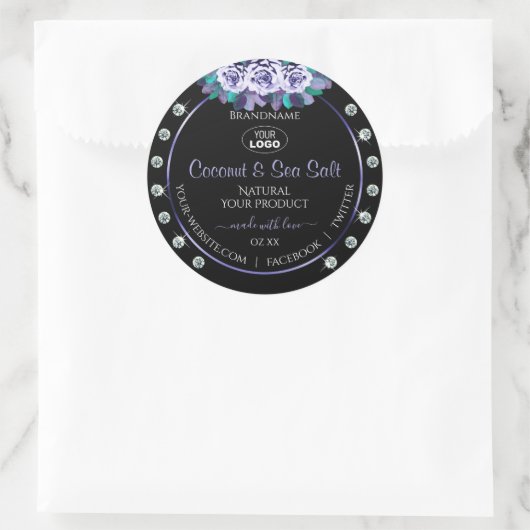 Logo "Black Blue Product Packaging Labels Diamonds Runder Aufkleber (Tasche)