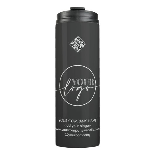 Logo Black Business QR CODE Corporate Marketing Thermosbecher (Vorderseite)