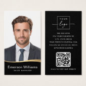 Logo black faux golden wave Photo logo QR code (Vorne & Hinten)