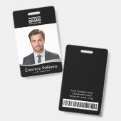 Logo black faux silver wave employee name id ausweis (Vorder- & Rückseite)