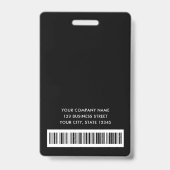 Logo black faux silver wave employee name id ausweis (Rückseite)