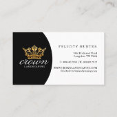 Logo "Black & Gold Royal Floral & Foliage Crown" Visitenkarte (Rückseite)