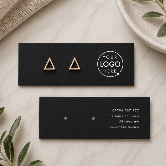 Logo Black Study Earring Juwelier Display Card Mini Visitenkarte
