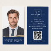 Logo-blaue Imitate goldenes Foto-Logo QR-Code (Vorne & Hinten)