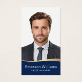 Logo-blaue Imitate goldenes Foto-Logo QR-Code (Vorderseite)