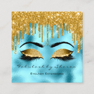 Logo "Blauer Gold Spark Makeust Artist Lashes" Quadratische Visitenkarte