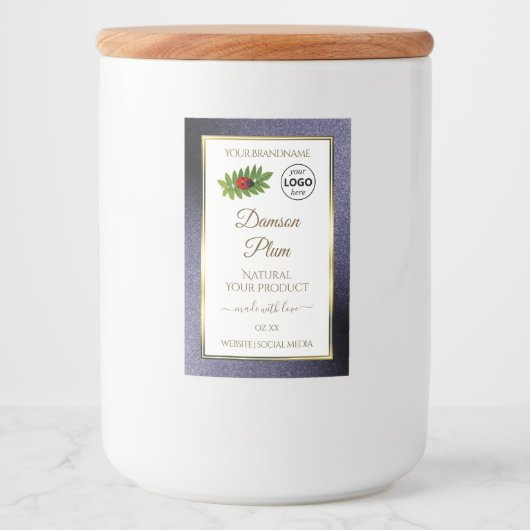 Logo "Blue Glitzer White Gold Product Label Ladybu Lebensmitteletikett (Vorderseite)