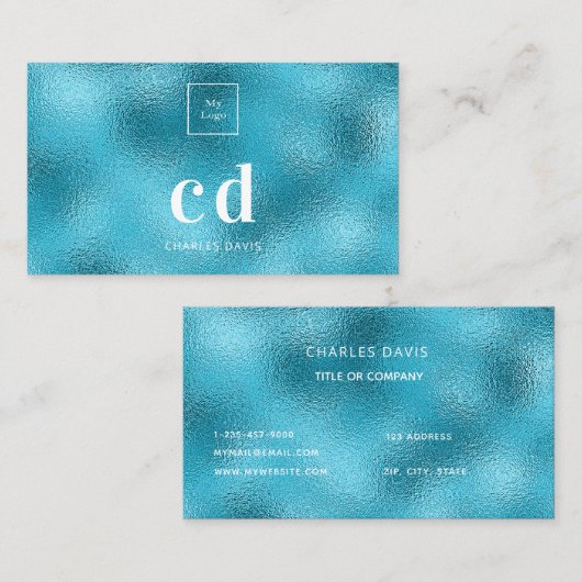 Logo Blue Ocean Metallic Monogramm Visitenkarte (Vorne/Hinten)