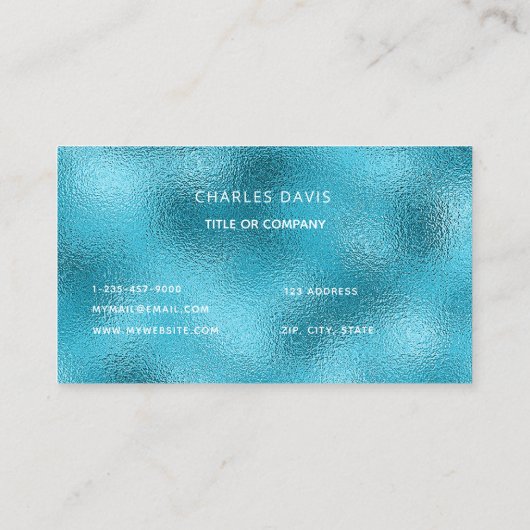 Logo Blue Ocean Metallic Monogramm Visitenkarte (Rückseite)