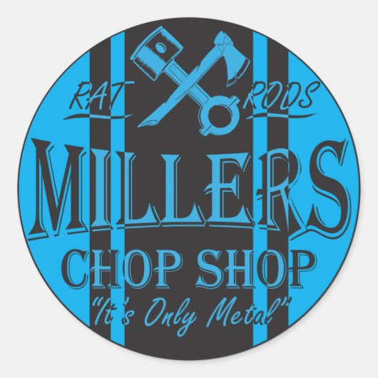 Logo "Blue SS Stripes Frisierten Autos" Runder Aufkleber (Vorderseite)