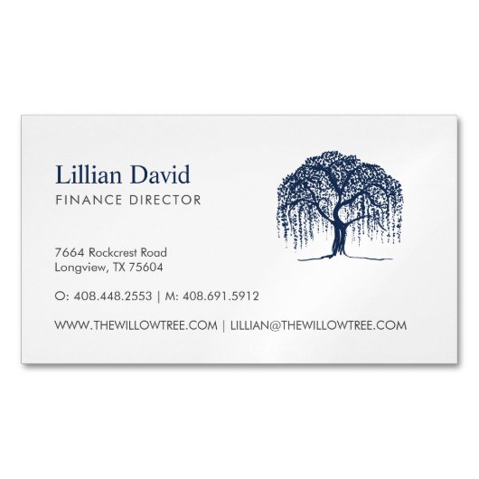 Logo "Blue Willow Tree" Magnetische Visitenkarte (Vorderseite)