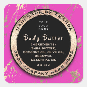 Logo Body Balm Butter Cosmetic Gold Black Pink Sh Quadratischer Aufkleber
