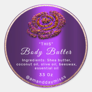 Logo Body Oil Balm Cosmetics Packaging PurplePlum Runder Aufkleber