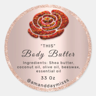 Logo Body Oil Balm Kosmetik Verpackung Rote Blume Runder Aufkleber