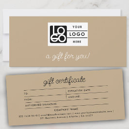 Logo Boho Beige Schrift Modernes Geschenkzertifika
