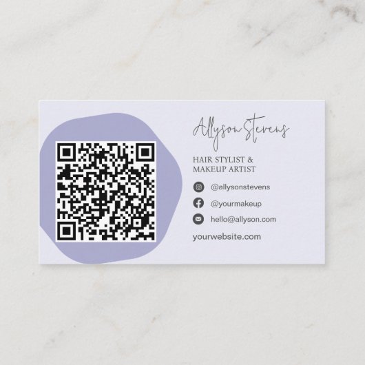 Logo boho lavender haar makeup qr Code Visitenkarte (Rückseite)