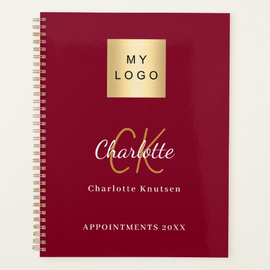 Logo-Bordeaux-Gold-Monogramm-Geschäft 2026 Planer (Vorderseite)