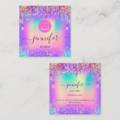 Logo-Boutique Shop Glitzer Tropfen Quadratische Visitenkarte (Vorne/Hinten)