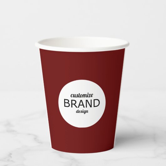 Logo-Branding für Minimalistische Maroon-Rot Pappbecher (Vorderseite)