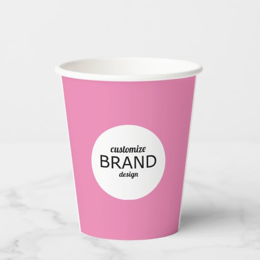 Logo-Branding für Unternehmen Minimalistisch rosa Pappbecher (Vorderseite)